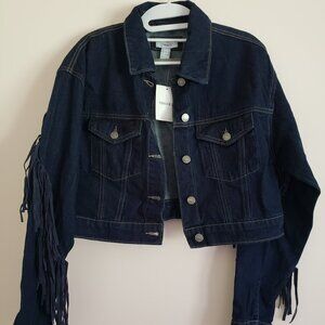 NWT Forever 21 Fringe Denim Jacket